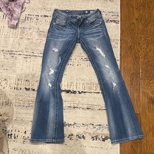 Miss Me Blue Flare Jeans with Distressed Details